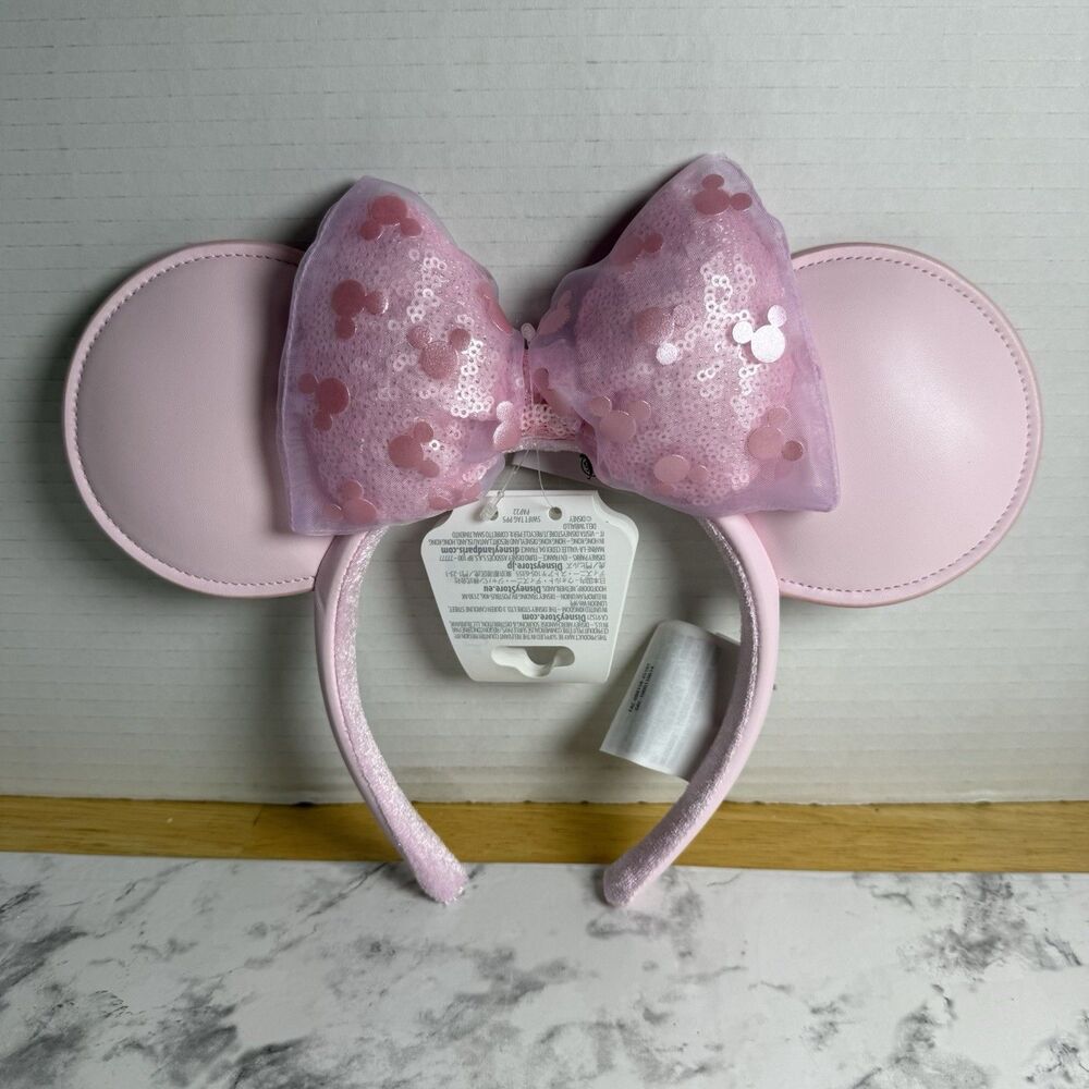 NWT Disney Pink Milk Ears Faux Leather Minnie Mouse Bow Headband VIRAL